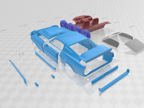 F Mustang Shelby GT500 Eleanor 1967 - Separate Parts STL Model 3D 打印模型