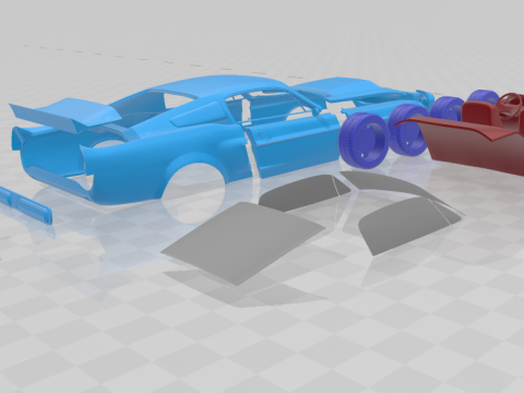 F Mustang Shelby GT500 Eleanor 1967 - Separate Parts STL Model 3D 打印模型