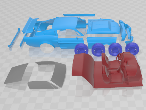 F Mustang Shelby GT500 Eleanor 1967 - Separate Parts STL Model 3D 打印模型