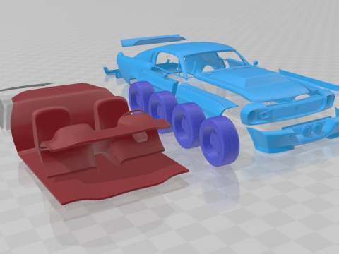 F Mustang Shelby GT500 Eleanor 1967 - Separate Parts STL Model 3D 打印模型