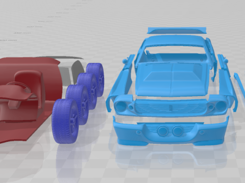 F Mustang Shelby GT500 Eleanor 1967 - Separate Parts STL Model 3D 打印模型