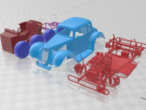 F1934 Coupe Legends - Separate Parts STL Model 3D Print Model