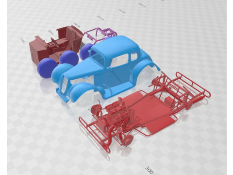 F1934 Coupe Legends - Separate Parts STL Model 3D Print Model