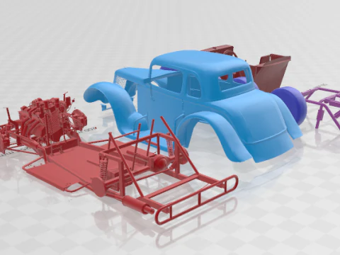 F1934 Coupe Legends - Separate Parts STL Model 3D Print Model
