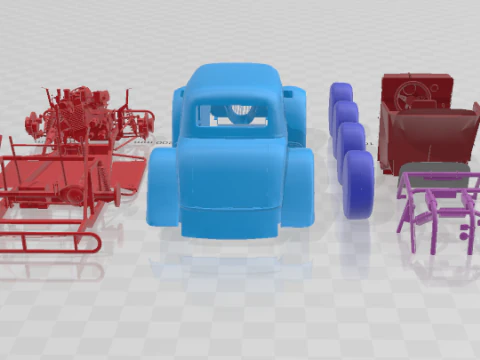 F1934 Coupe Legends - Separate Parts STL Model 3D Print Model