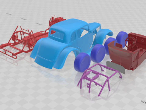 F1934 Coupe Legends - Separate Parts STL Model 3D Print Model