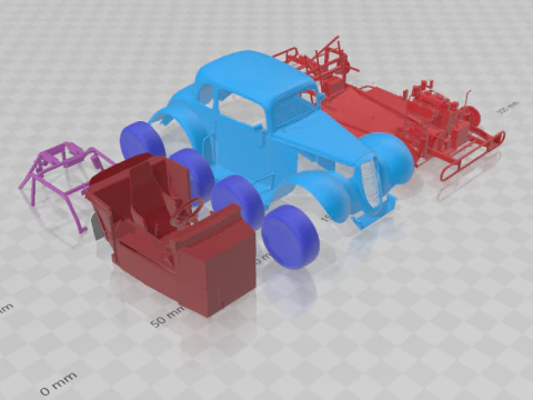 F1934 Coupe Legends - Separate Parts STL Model 3D Print Model