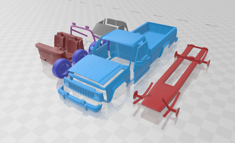 Jeep Comanche MJ 1984 - Separate Parts STL Model Modelo de Impressão 3D .c4d .max .obj .3ds .fbx .stl .blend
