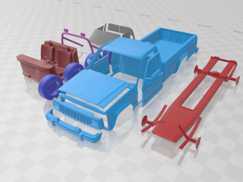 Jeep Comanche MJ 1984 - Separate Parts STL Model 3D Print Model