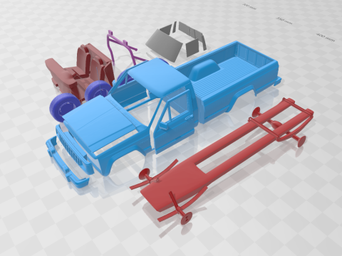 Jeep Comanche MJ 1984 - Separate Parts STL Model Modelo de Impressão 3D