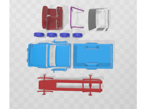 Jeep Comanche MJ 1984 - Separate Parts STL Model 3D Print Model