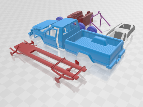 Jeep Comanche MJ 1984 - Separate Parts STL Model Modelo de Impressão 3D