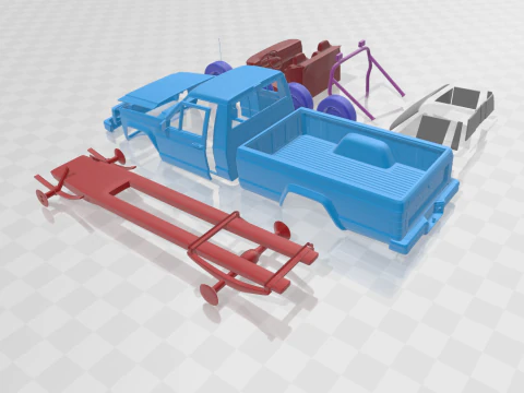 Jeep Comanche MJ 1984 - Separate Parts STL Model 3D Print Model
