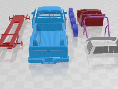 Jeep Comanche MJ 1984 - Separate Parts STL Model 3D Print Model