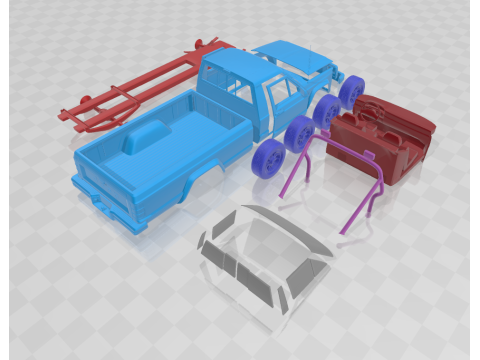 Jeep Comanche MJ 1984 - Separate Parts STL Model Modelo de Impressão 3D