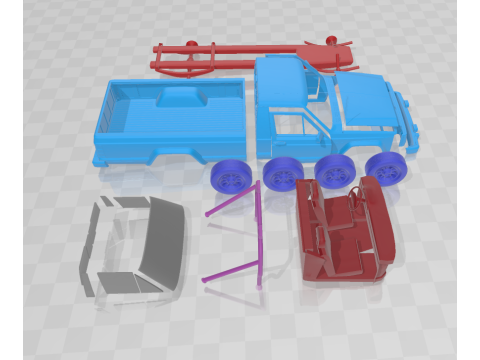 Jeep Comanche MJ 1984 - Separate Parts STL Model Modelo de Impressão 3D