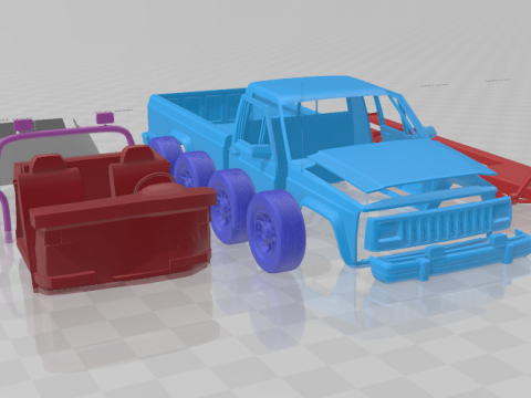 Jeep Comanche MJ 1984 - Separate Parts STL Model Modelo de Impressão 3D