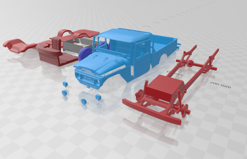 Toyota Land Cruiser Pickup 1979 - Separate Parts STL Model Modèles 3D en vedette .c4d .max .obj .3ds .fbx .stl .blend 