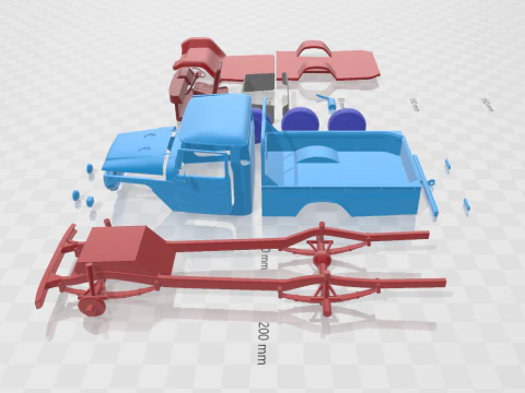 Toyota Land Cruiser Pickup 1979 - Separate Parts STL Model 3D Print Model