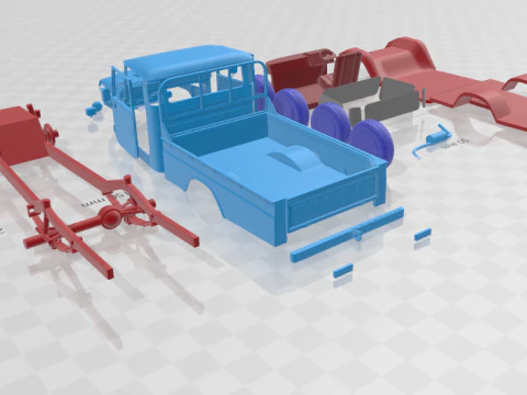 Toyota Land Cruiser Pickup 1979 - Separate Parts STL Model 3D Print Model