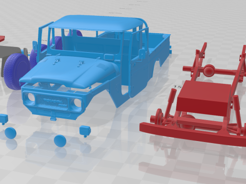 Toyota Land Cruiser Pickup 1979 - Separate Parts STL Model Modèles 3D en vedette