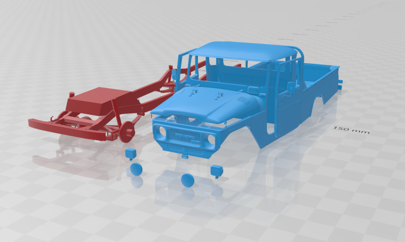 Toyota Land Cruiser Pickup 1979 - Body Car STL Model 3D Принт Модель .c4d .max .obj .3ds .fbx .stl .blend