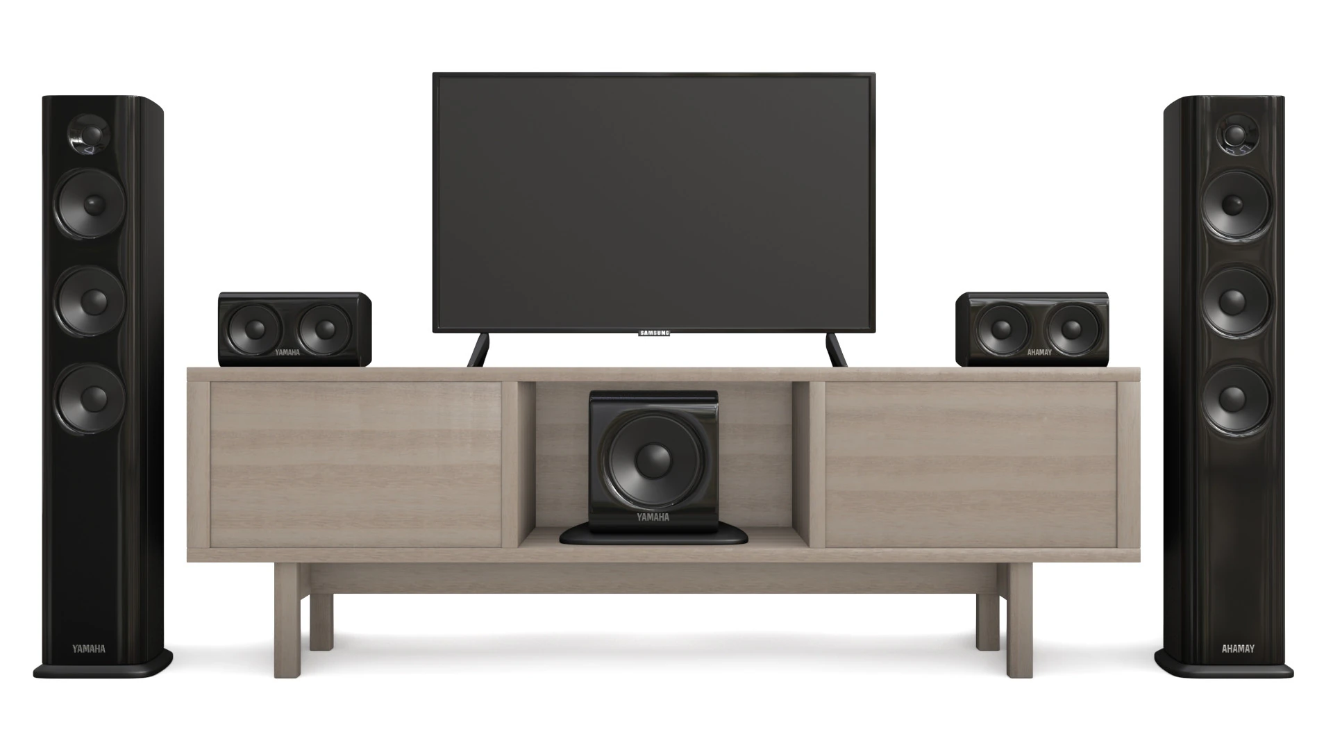 Tv and acoustic system 3d sound and cabinet for interior 3D Model .c4d .max .obj .3ds .fbx .stl .blend