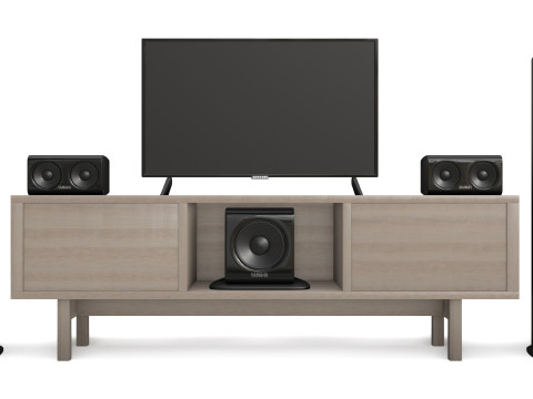 Tv and acoustic system 3d sound and cabinet for interior 3Dモデル