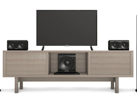 Tv en akoestisch systeem 3d geluid en kast voor interieur 3D Model