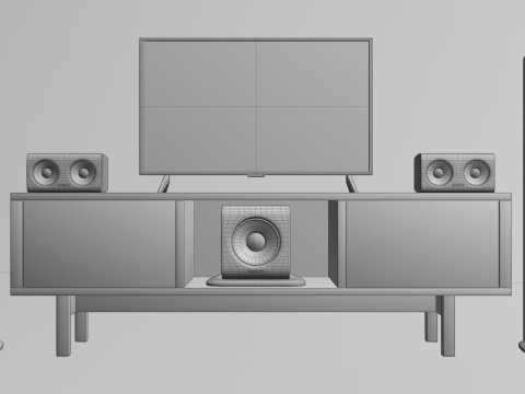 Tv and acoustic system 3d sound and cabinet for interior Model 3D