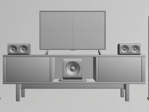 Tv and acoustic system 3d sound and cabinet for interior 3D Model