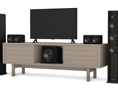 Tv and acoustic system 3d sound and cabinet for interior Model 3D
