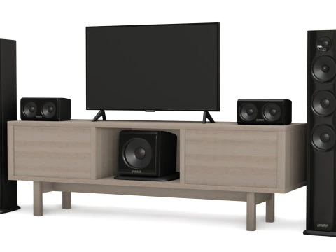 Tv and acoustic system 3d sound and cabinet for interior 3D Model