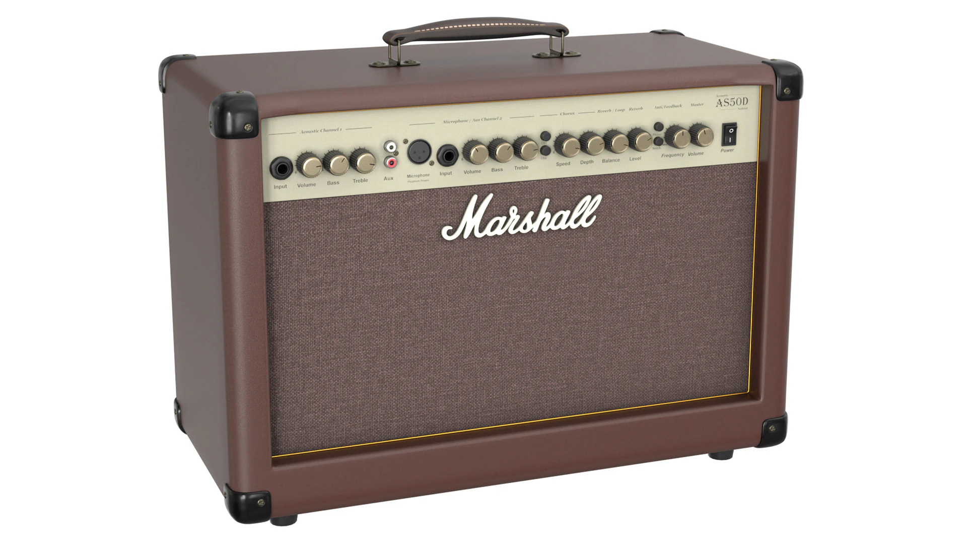 Marshall Acoustic Soloist AS50D Combo for acoustic guitars Low-poly 3D Model .c4d .max .obj .3ds .fbx .stl .blend 