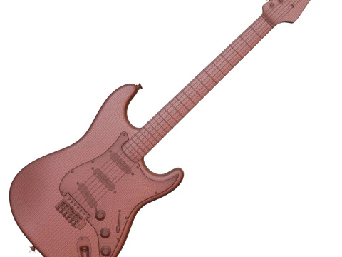 Electric guitar style Fender Stratocaster Low-poly 3D Model