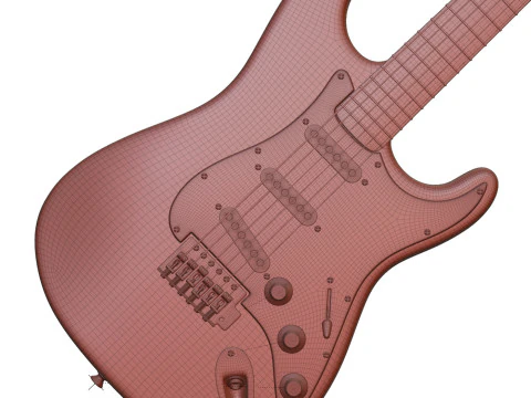 Electric guitar style Fender Stratocaster Low-poly 3D Model