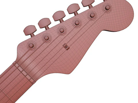 Electric guitar style Fender Stratocaster Low-poly 3D Model