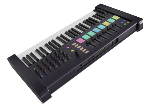 Midi keyboard with drum section 3D Model