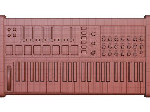 Midi keyboard with drum section 3D Model