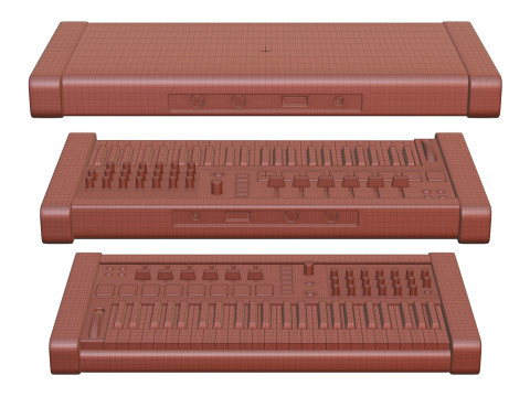 Midi keyboard with drum section 3D Model
