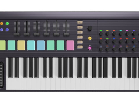 Midi keyboard with drum section 3D Model