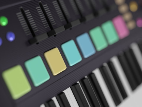 Midi keyboard with drum section 3D Model