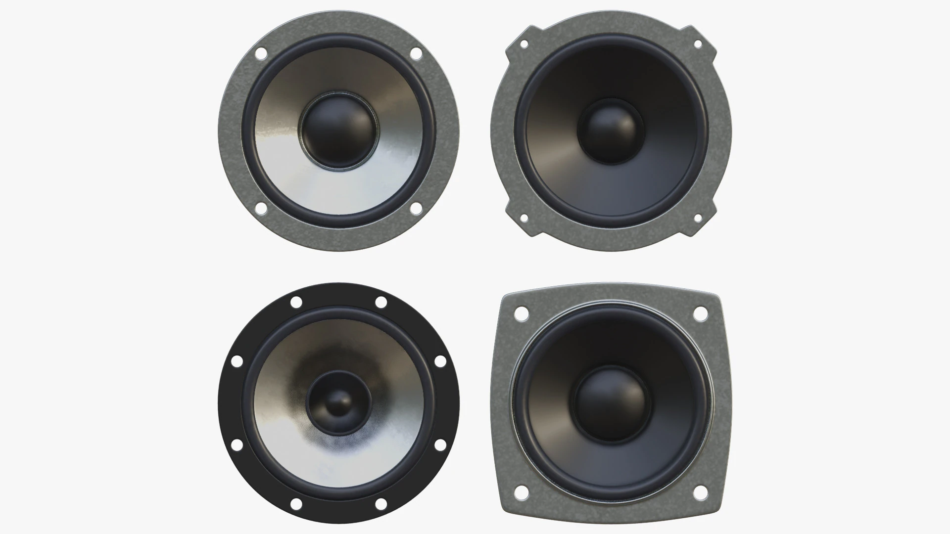 Powerful speaker set mid frequency 3D Model .c4d .max .obj .3ds .fbx .stl .blend 