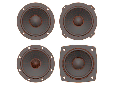 Powerful speaker set mid frequency 3D Model