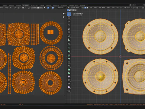 Powerful speaker set mid frequency 3D Model
