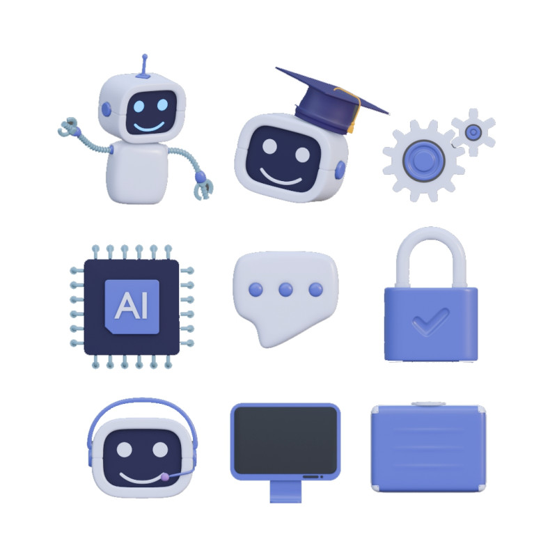 IT technology cartoon stylized simple set Model 3D .c4d .max .obj .3ds .fbx .stl .blend 