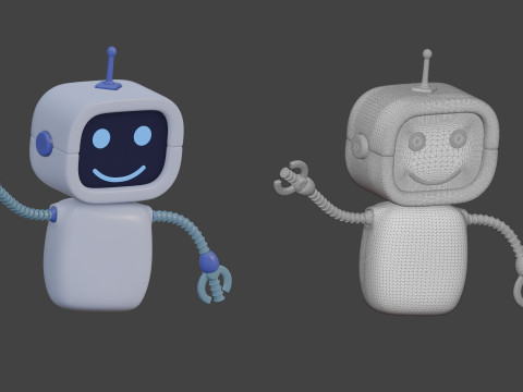 IT technology cartoon stylized simple set Model 3D
