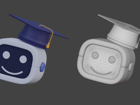 IT technology cartoon stylized simple set Model 3D