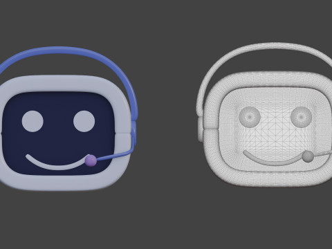 IT technology cartoon stylized simple set Model 3D