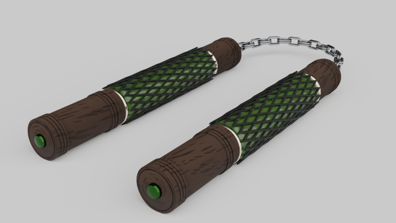 Nunchucks with an iron chain 3D-Modell .c4d .max .obj .3ds .fbx .stl .blend 